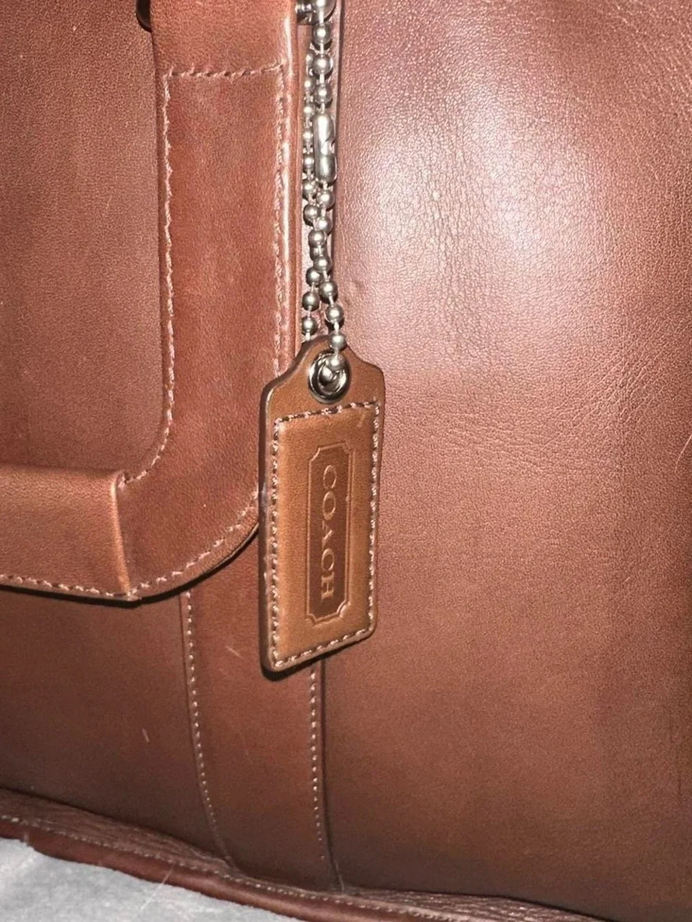 Coach Brown Leather Briefcase with Detachable Strap